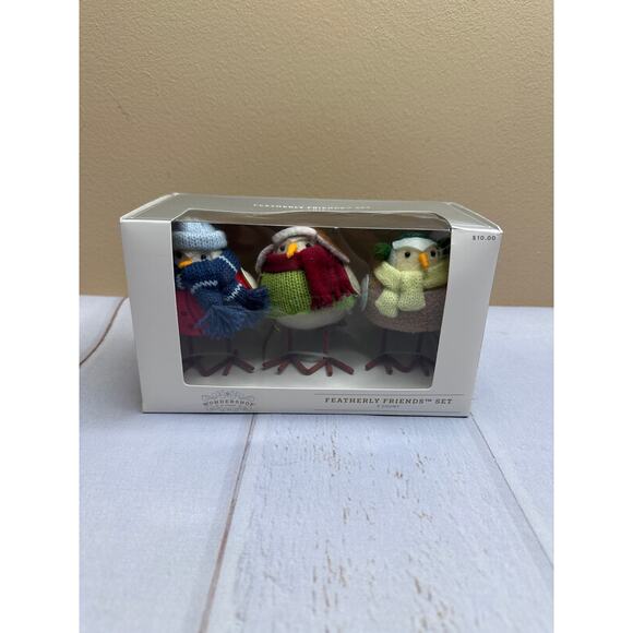 3pk Wondershop Winter Weather Featherly Friends Fabric Figurines New - Picture 3 of 10